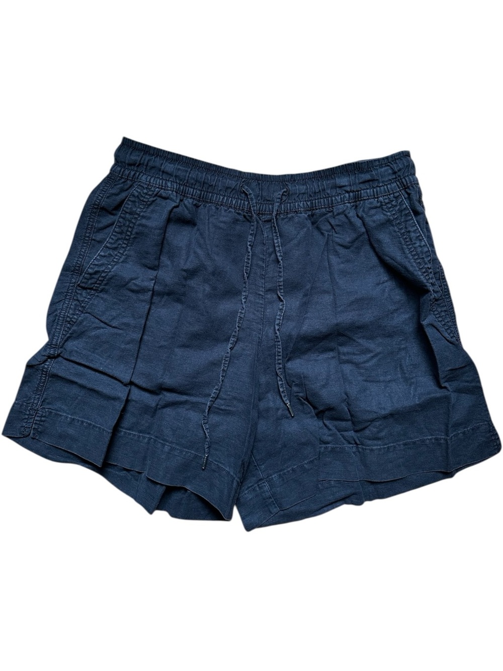 GAP Black Linen High-Waist Elastic Drawstring Shorts